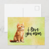 Kabouterkat Ik hou van je Mam Briefkaart (Voorkant / Achterkant)