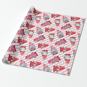 Kabouters in kerst rood cadeaupapier