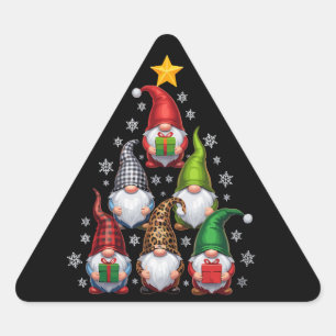 Kabouters Kerstboom Grappige Kerst Vakantie Driehoek Sticker