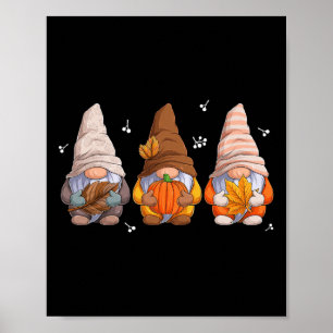 kabouters Thanksgiving kabouters met pompoenblader Poster