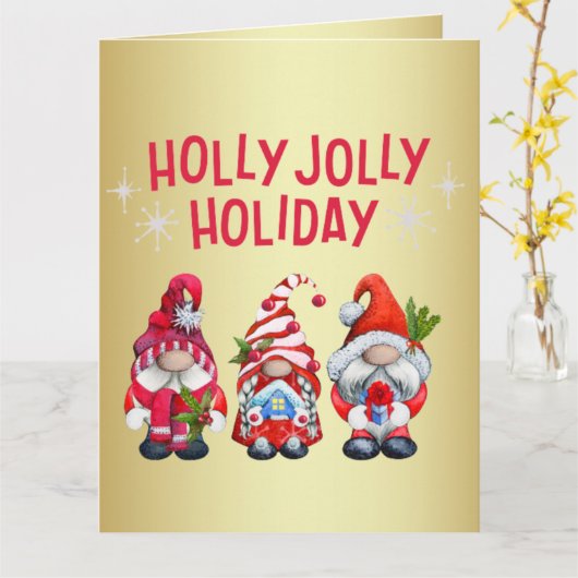 Kabouters voor een Kerst vol Kerstsfeer Kaart (Gele Bloem)