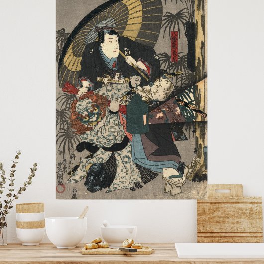 Kabuki Actors Triptych 1847 links Poster (Keuken)