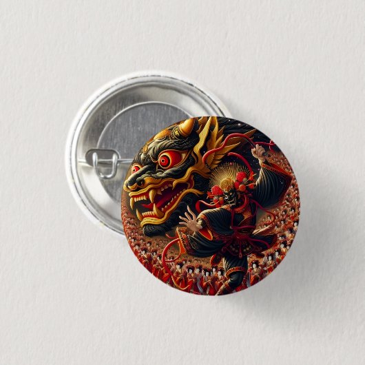 Kabuki Dragon Button (Voorkant /achterkant)