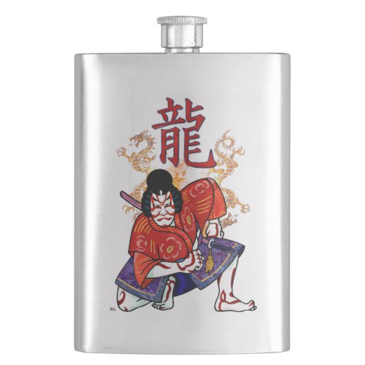 Kabuki Japanse Actor Folk Art Heupfles (Voorkant)