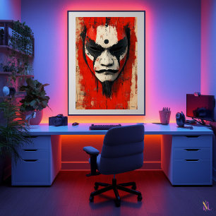 Kabuki krijgersmasker – Fel Aziatisch gebruik Poster
