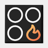 Kachelknop voorkant rechter brander label magneet (Voorkant)