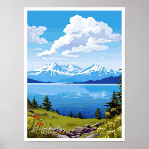 Kachemak Bay Alasaka Reizen Illustratie Poster