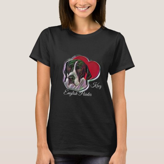 Kacy English Pointer Working Dog Digital Design T-shirt (Voorkant)