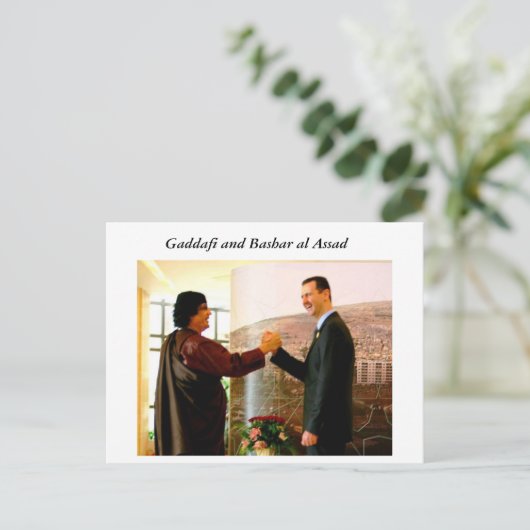 Kaddafi en Bashar al Assad Briefkaart (Staand voorkant)
