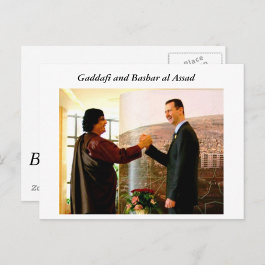 Kaddafi en Bashar al Assad Briefkaart (Voorkant / Achterkant)