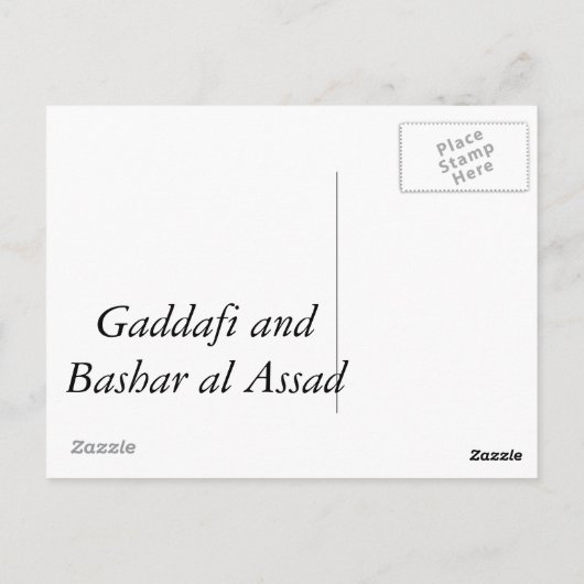 Kaddafi en Bashar al Assad Briefkaart (Achterkant)