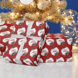Kader Gelukkig Kerstfeest op Rood Cadeaupapier