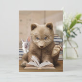 Kadergeschenk Beer En Konijn Lezen Boeken Kaart (Staand voorkant)