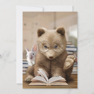 Kado voor lezer Beer en konijn lezen boeken Kaart