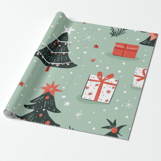 Kadopapier kerst blauw cadeaupapier (Uitgerold)