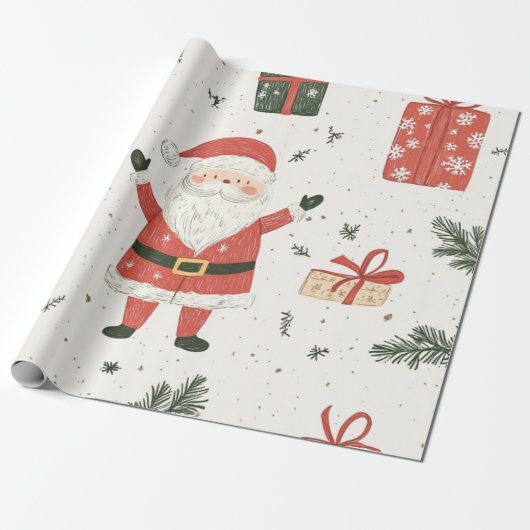 Kadopapier kerst santa cadeaupapier (Uitgerold)