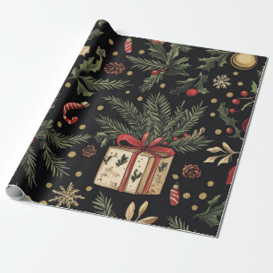 Kadopapier kerst zwart cadeaupapier