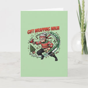 Kadoverpakkende Ninja Kerstvakantie Ontwerp Kaart
