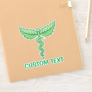 Kaduceus met bladeren sticker