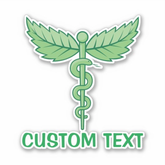 Kaduceus met bladeren sticker (Voorkant)