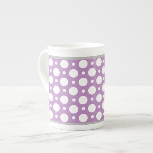 Kafe Paarse gesorteerde poka Dots Bone China Mok (Voorkant links)