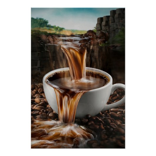 Kaffee-Wasserfall Poster | Surrealistisch Perfect Poster (Voorkant)