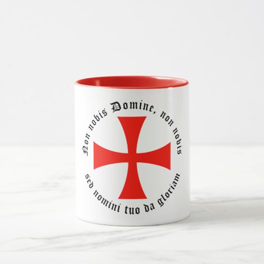 Kaffeetasse mit Templerkreuz und Templermotto Mok (Midden)