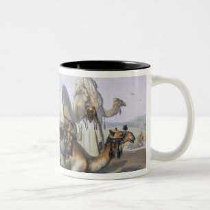 Kafila met een Camel Bearing a Hodesh, illustratie Tweekleurige Koffiemok
