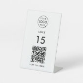 Kaftasten van tabelnummer QR Code Restaurant Cafe Reclamebord Met Voetstuk (Voorkant)