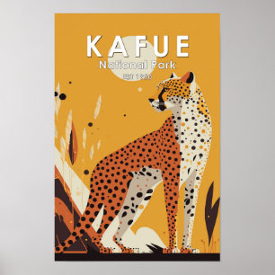 Kafue National Park Zambia Retro Poster