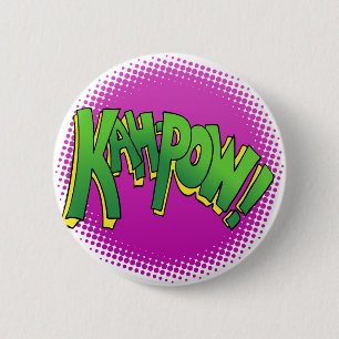 Kah Pow Comic Book Text Ronde Button 5,7 Cm