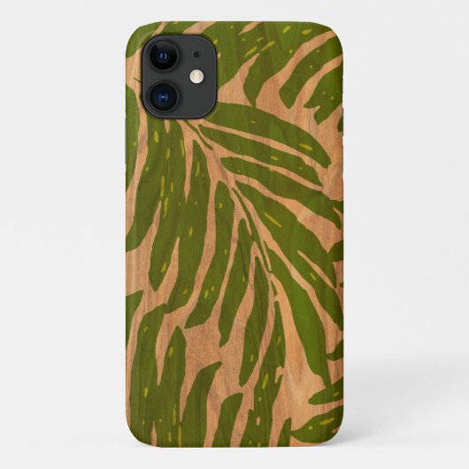 Kahanu Hawaiian Palm Faux Wood in Green Case-Mate iPhone Case (Achterkant)