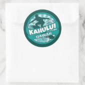 Kahului Hawaii logo turquoise surfer autocollants (Sac)