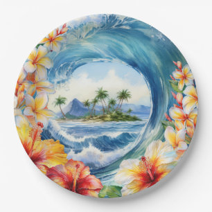 Kai Aloha Hibiscus Watercolor Golf Papieren Bordje