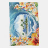 Kai Aloha Hibiscus Watercolor Wave Reversible Theedoek (Verticaal)