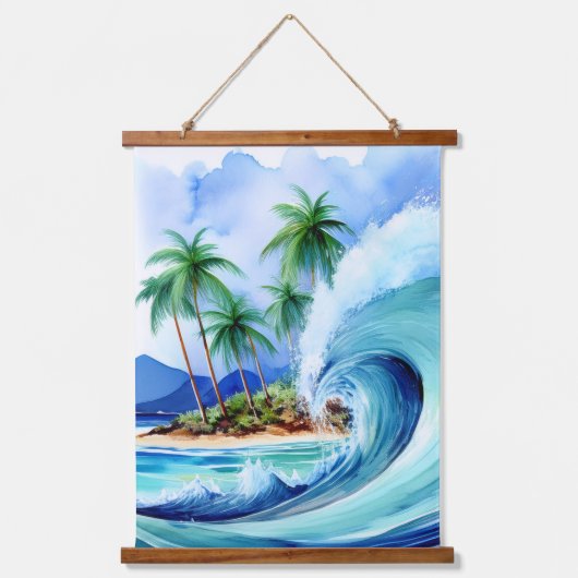 Kai Aloha Island Waterverf Wave Hangend Wandkleed (Voorkant)