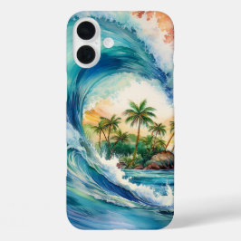 Kai Aloha Motu Waterverf Wave iPhone 16 Plus Hoesje
