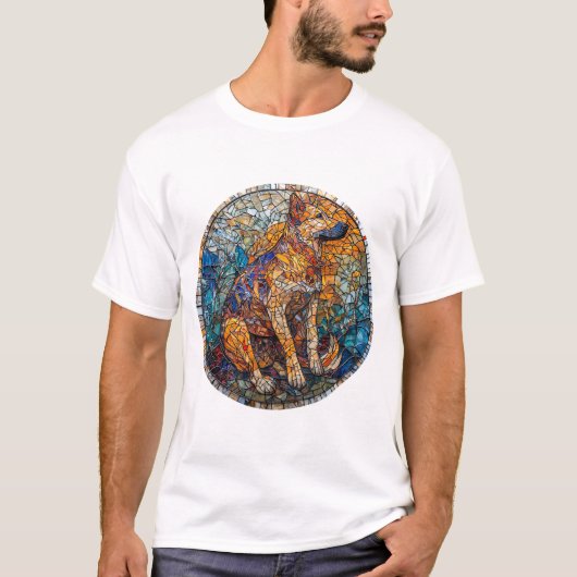 Kai Ken Dog Glas in lood artwork T-shirt (Voorkant)