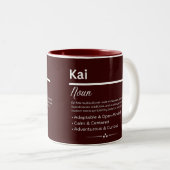 Kai Personalized Boy Name Tweekleurige Koffiemok (Voorkant rechts)