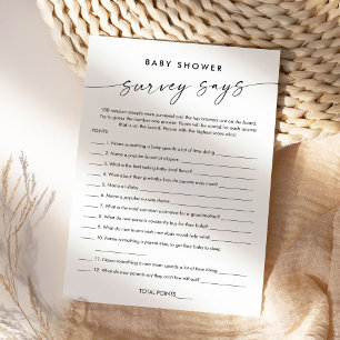 KAIA Baby shower Survey dit carte de jeu