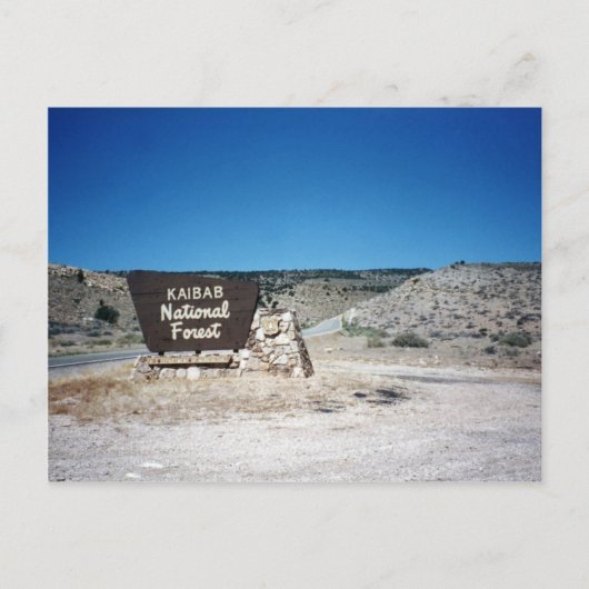 Kaibab National Forest Sign Briefkaart (Voorkant)