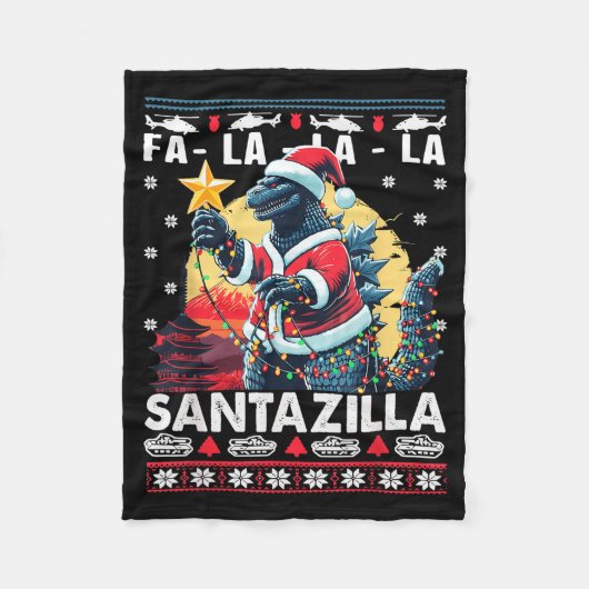 Kaiju Christmas Santazilla Japanese Monster Dinosa Fleece Deken (Voorkant)