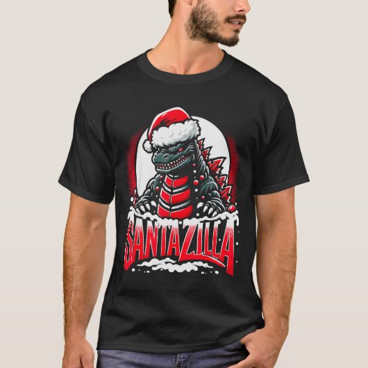 Kaiju Christmas Santazilla Japanese Monster Dinosa T-shirt (Voorkant)