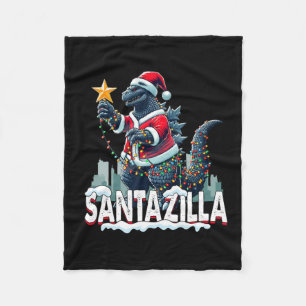 Kaiju Christmas Santazilla Japanse Monster Dinosa Fleece Deken