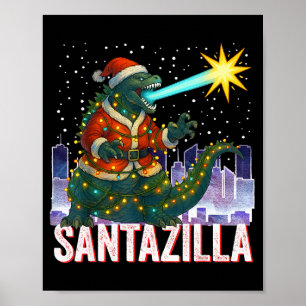 Kaiju Kerstmis Santazilla Japans Monster Dinosauri Poster