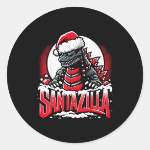 Kaiju Kerstmis Santazilla Japans Monster Dinosauri Ronde Sticker