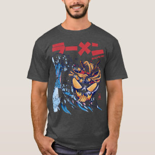 Kaiju Ramen Great Wave Off Kanagawa Japans voedsel T-shirt
