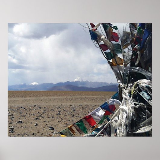 Kailash First Uitzicht Prayerflags in Foreground Poster (Voorkant)
