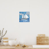 Kailend jacht op Calm Water met zeegaand Poster (Keuken)