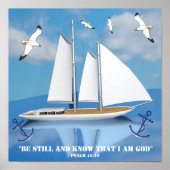 Kailend jacht op Calm Water met zeegaand Poster (Voorkant)